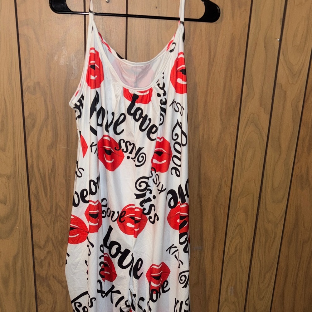 Stylish Red and White Women's Jumpsuit Plus Size 7 XL